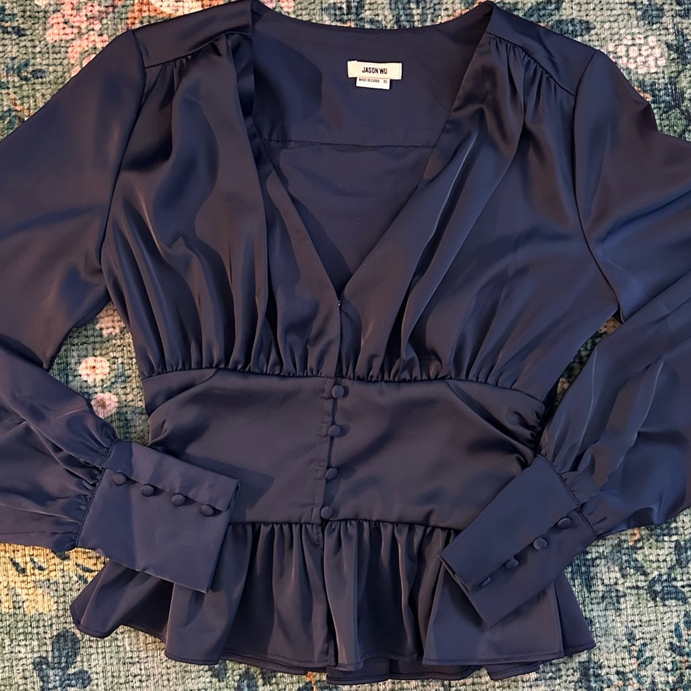Jason Wu Deep Blue Buttoned Blouse
